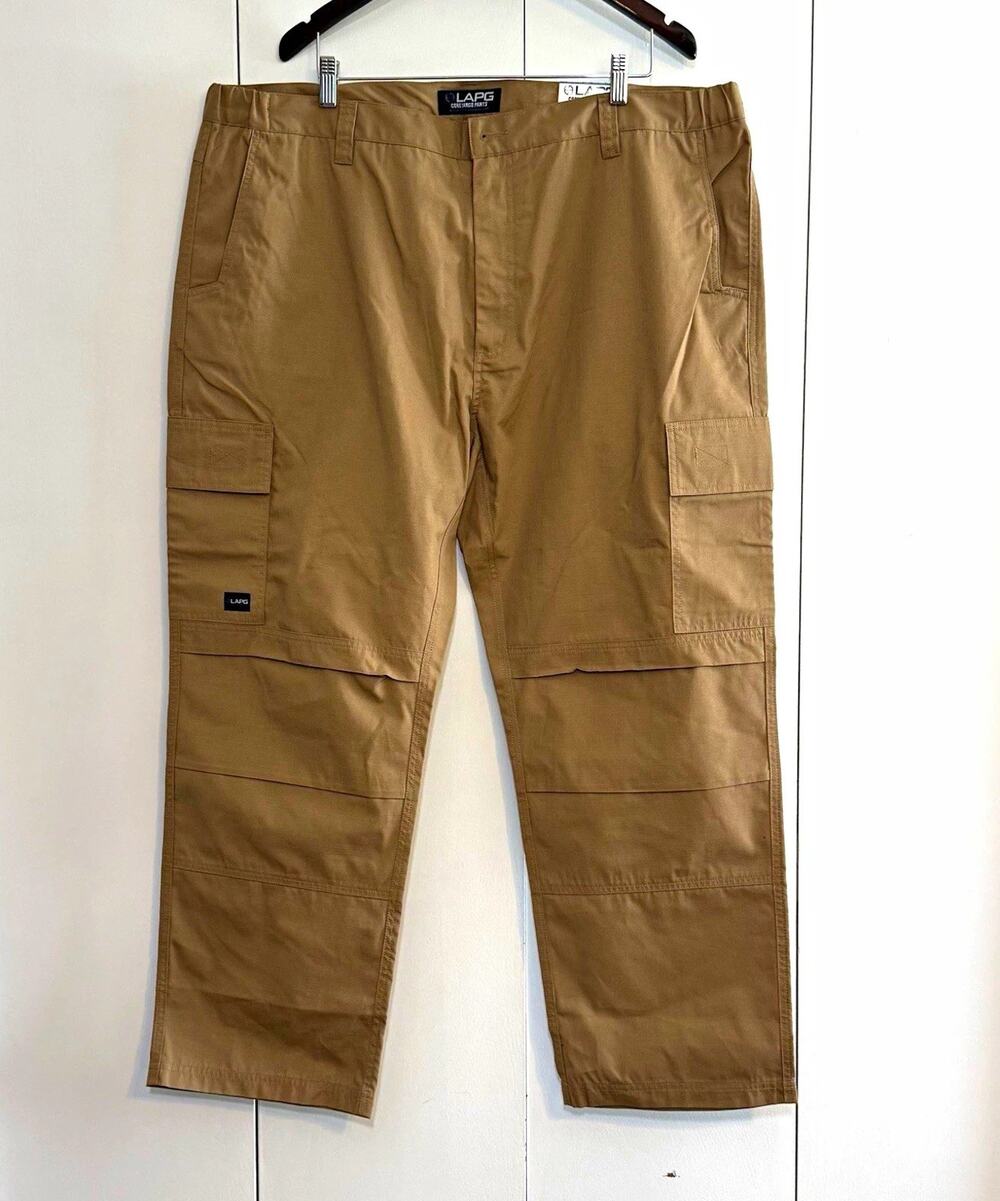 LAPG Core Cargo Pants Men’s Coyote Solid Regular 44" Waist 30" Inseam Rip Stop